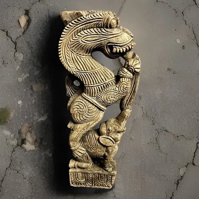 18th-C Asian Architectural Corbel Wood Carving 16.4”x6.5” - Image 1 of 4