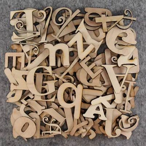 Oltre 75 piccole lettere in legno forma artigianale 3 mm compensato dimensioni 2-5 cm caratteri misti - Foto 1 di 3