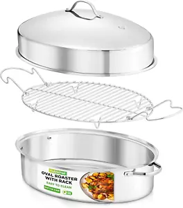 Padella ovale 20" con ripiano e coperchio - piatto tostapane in acciaio inox premium con - Foto 1 di 8