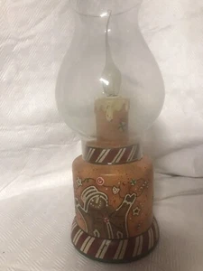 HTF GINGERBREAD CHRISTMAS HURRICANE LAMP - Picture 1 of 8