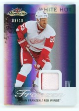 2013-14 Fleer Showcase Hockey Johan Franzen White Hot Patch 9/18 Detroit