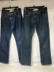2 levis 511 jeans boys Slim Size 14 Reg 27x27 2 Pairs Lot Dark Wash EUC - Picture 1 of 14
