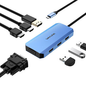 WAVLINK 7-in-1 USB C Docking Station Quad Monitor 2x4K HDMI 4K DP VGA 3xUSB2.0