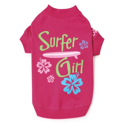 CASUAL CANINE SURFS UP SURFER GIRL DOG PUPPY PINK FUCHSIA PET SHIRT XXS - Image 1 of 2