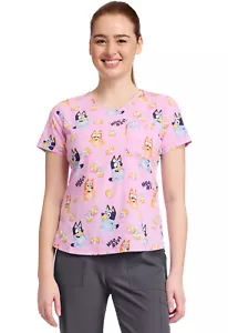 Bluey Cherokee Scrubs Tooniforms Rounded V Neck Top TF786 BYHC - Picture 1 of 7