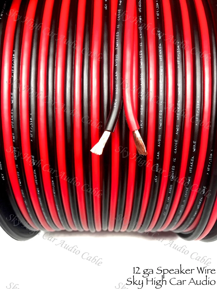 Cable de altavoz 300' pies VERDADERO CALIBRE 12 AWG ROJO/BK con SPOOL auto hogar audio ft GA Foto 1 de 1