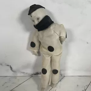Vintage Retro Porcelain Pierrot Clown Doll Black White Sad Clown Tear - Picture 1 of 3