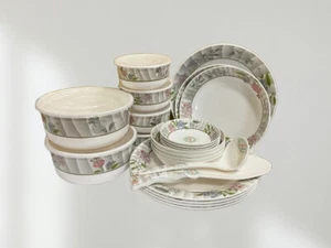 100% Melamine Dinner Tableware Set Plate Bowl Spoon Picnic Motorhome Flower - Picture 1 of 4