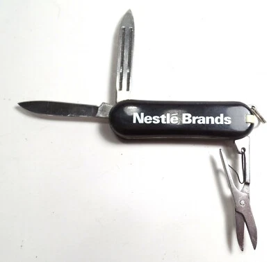 Cuchillo de Bolsillo Barlow Hoja Archivo Tijeras Elige Pinzas LOGO Estuche de Cuero Nestlé  Foto 1 de 4