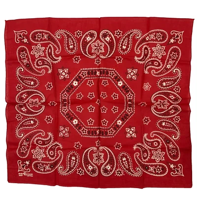 Bandana bufanda roja color rápido vintage baúl elefante cachemira 21" x 23,5" Foto 1 de 4