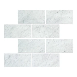 Carrara White Italian (Bianco Carrara) Marble 3" X 6" Brick Field Tile - Picture 1 of 1