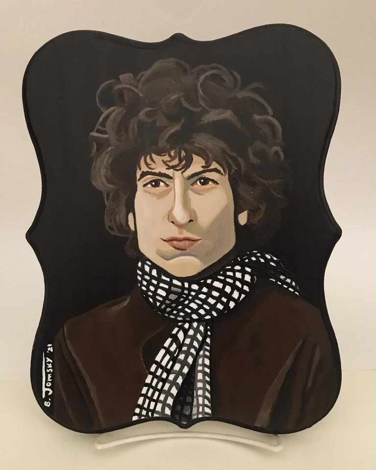 Pintura acrílica sobre rubia arte Bob Dylan sobre placa de madera 9 por 12 pulgadas Foto 1 de 1