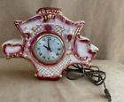Horloge en céramique vintage Oxford FONCTIONNE à partir d'un chariot tiré par des chevaux rose