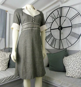 Joe & Paul Paris 100% Silk Tweed Dress Ivory Contrast collar 38 uk10 French Chic - Picture 1 of 9