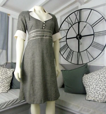 Joe & Paul Paris 100% Seda Tweed Vestido Marfil Cuello de Contraste 38 Uk10 Francés Chic Foto 1 de 4