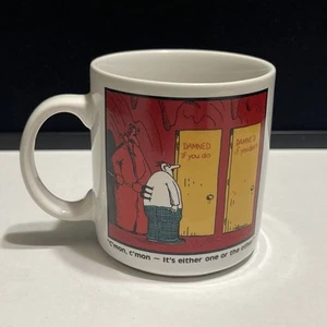 Tazza tazza caffè The Far Side Gary Larson vintage 1985 "Damned If You Do" Devil Hell - Foto 1 di 7