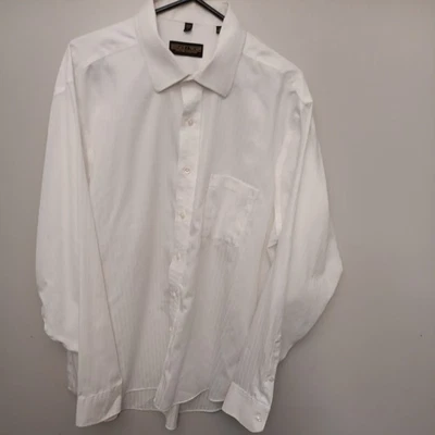 Camisa de vestir Donald J. Trump para hombre blanca cuello a rayas bolsillo algodón 18 36/37 Foto 1 de 4