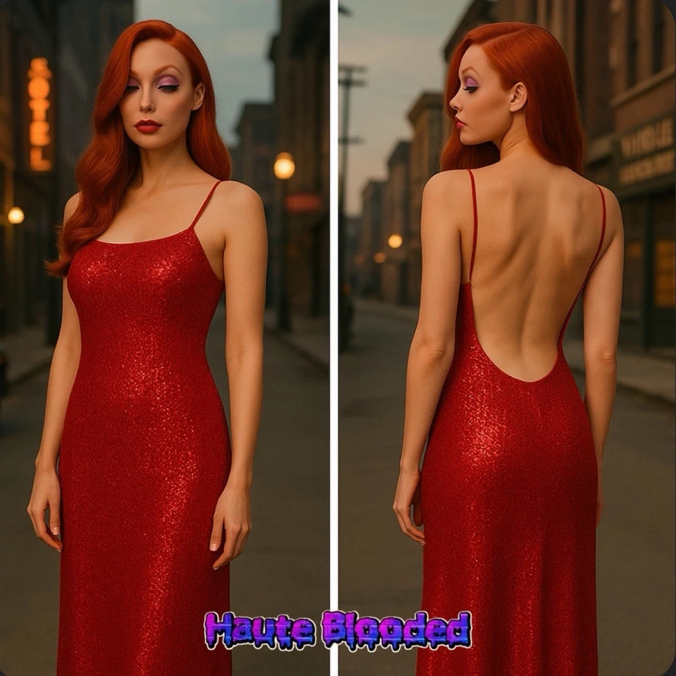 Vestido Tabú De Colección Años 90 Rojo Lentejuelas Brillo Espalda Abierta Hollywood Glam y2k Baile de graduación Hada Foto 1 de 4