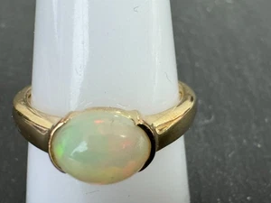Äthiopischer Opal Cabochon ca 7x9 mm  925 Silber Ring vergoldet Gr 16,2 (51) K29 - Bild 1 von 9