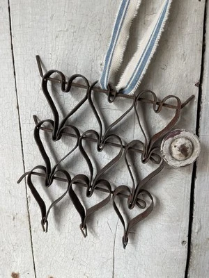 Antique Primitive Rusty Linked Hearts from Heart Mat Trivet 9 Hearts #5 - Image 1 of 4