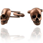 Bronze Matte Rose Gold Skeleton Skull Cufflinks Cuffs Locking Stud Metal Jewelry