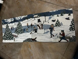 Christmas Table Runner Snow Scene Print Width 12” Length 35” - Picture 1 of 4