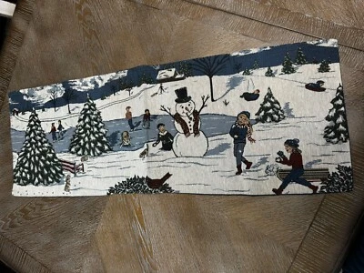 Christmas Table Runner Snow Scene Print Width 12” Length 35” - Image 1 of 4