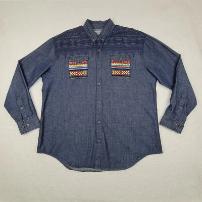 Camisa con botones Staple resistente al aire libre cambray para hombre 2XL algodón azul Foto 1 de 4