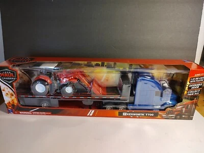 Kenworth T700 Semi Truck With Flatbed and Farm Tractor NewRay - Image 1 of 4