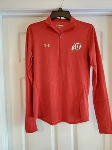 UNDER ARMOUR Team 1/4 Zip Pullover Loose Fit "UTAH Utes" Logo Red Womens Small - Picture 1 of 7