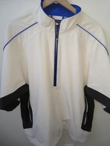 Mens Footjoy Jacket Large White Dryjoy Tour Collection Short Sleeve Rain 1/4 Zip - Picture 1 of 18