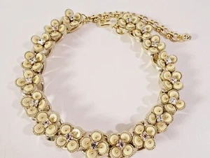J.Crew Womens Cream Enamel Marquis Crystal Clover Link Brass Necklace NWOT 168 - Picture 1 of 6