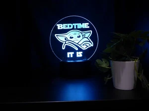 Baby Yoda Bedtime It Is Night Light 8 Colours LED Lamp USB Custom Gift - Picture 1 of 5