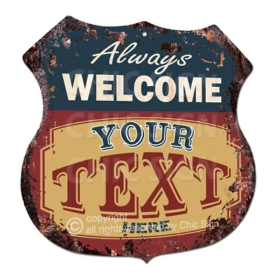 BP-0744 ANY NAME'S Custom Personalized Welcome Shield Metal Sign Decor Gift idea - Image 1 of 2