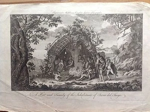 Native Family Cabin Tierra Del Fuego Engraving Bankes 1780 America - Picture 1 of 1