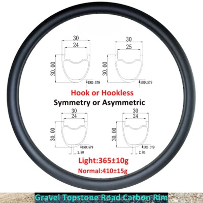 Llanta de carbono 700C Gravel Road 30 mm de profundidad 30 mm de ancho gancho cubierta sin cámara Foto 1 de 4