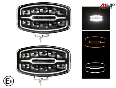 2X Fit Scania Volvo DAF MAN Camion 24V 10'' Faro Nebbia Ovale LED Bianco Ambra - Bild 1 von 4