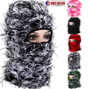 Gestrickte Sturmhaube Gesichtsmaske für Männer Frauen Distressed Sturmhaube Skimaske Kopfbedeckung - Bild 1 von 18