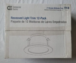 12-Pack Commercial Electric 4" Chrome Reflector IC & Non-IC Recessed Light Trim - Picture 1 of 4