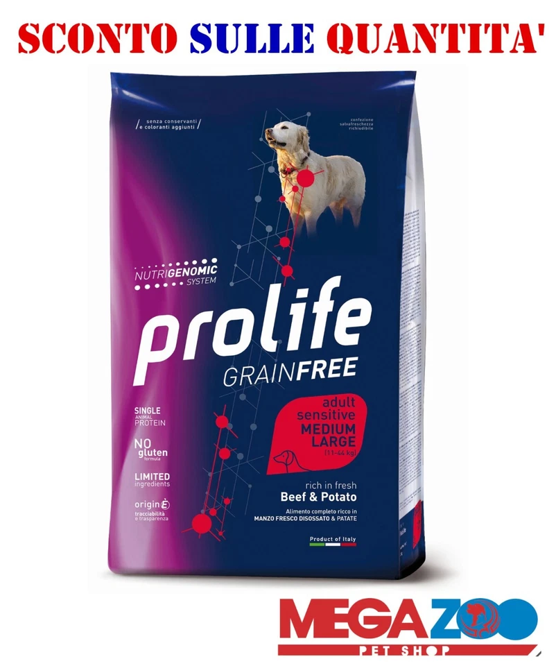 Prolife Dog Grain Free Sensitive All Breeds Adult Manzo e Patate 10 kg - Cane - Immagine 1 di 1