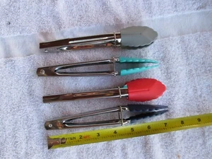 7 Inch Small Silicone Tongs Set of 4 Pieces Stainless Steel Food - Picture 1 of 3