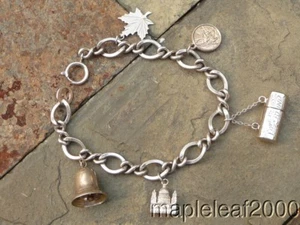 SCHÖNES VINTAGE STERLINGSILBER BETTELARMBAND mit FÜNF CHARMS 23 Gramm - Bild 1 von 3