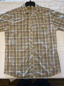 Men's Cremieux Premium Denim Cotton Short Sleeve Plaid Shirt Colorful Size XL - Picture 1 of 8