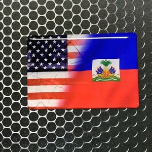 America USA Haiti Dual Country Domed Decal American Sticker 3D 3.25"x2" - Imagen 1 de 7
