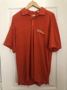 Camisa polo de golf Cutter & Buck SS DryTec rayas anaranjadas para hombre - mediana PGA - Imagen 1 de 6
