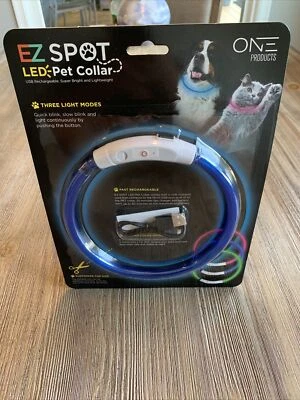EZ Spot LED Pet Collar, Blue, Customize The Size, Rechargeable, For Dogs or Cats - Image 1 of 3