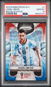 Lionel Messi Red Blue Wave Prizm PSA 10 Panini World Cup Prizm 2018 - Picture 1 of 2