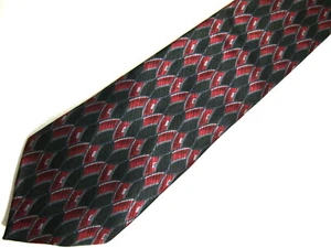 Geoffrey Beene Mens Necktie Tie Black Red Geometric 61" Long - Picture 1 of 4