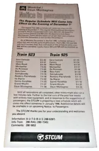 HORARIO PÚBLICO STCUM MONTREAL/DOS MONTAÑAS DICIEMBRE 1995 - Imagen 1 de 1