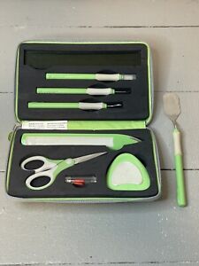 Cricut Provo Craft 8 Piece Tool Kit Green Storage Carrying Case Set Scrapbooking